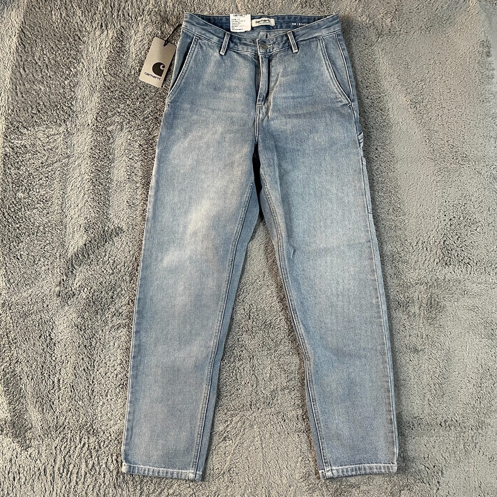 Carhartt WIP W' Pierce Boyfriend Jeans Womens 25 Blue Denim Light Stone Wash